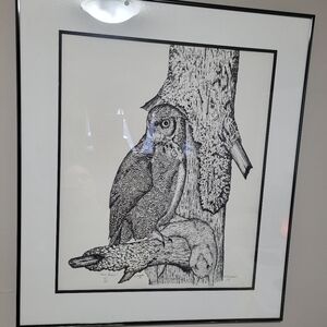 White Owl Art Print Great White Horned Glen Scrimshaw